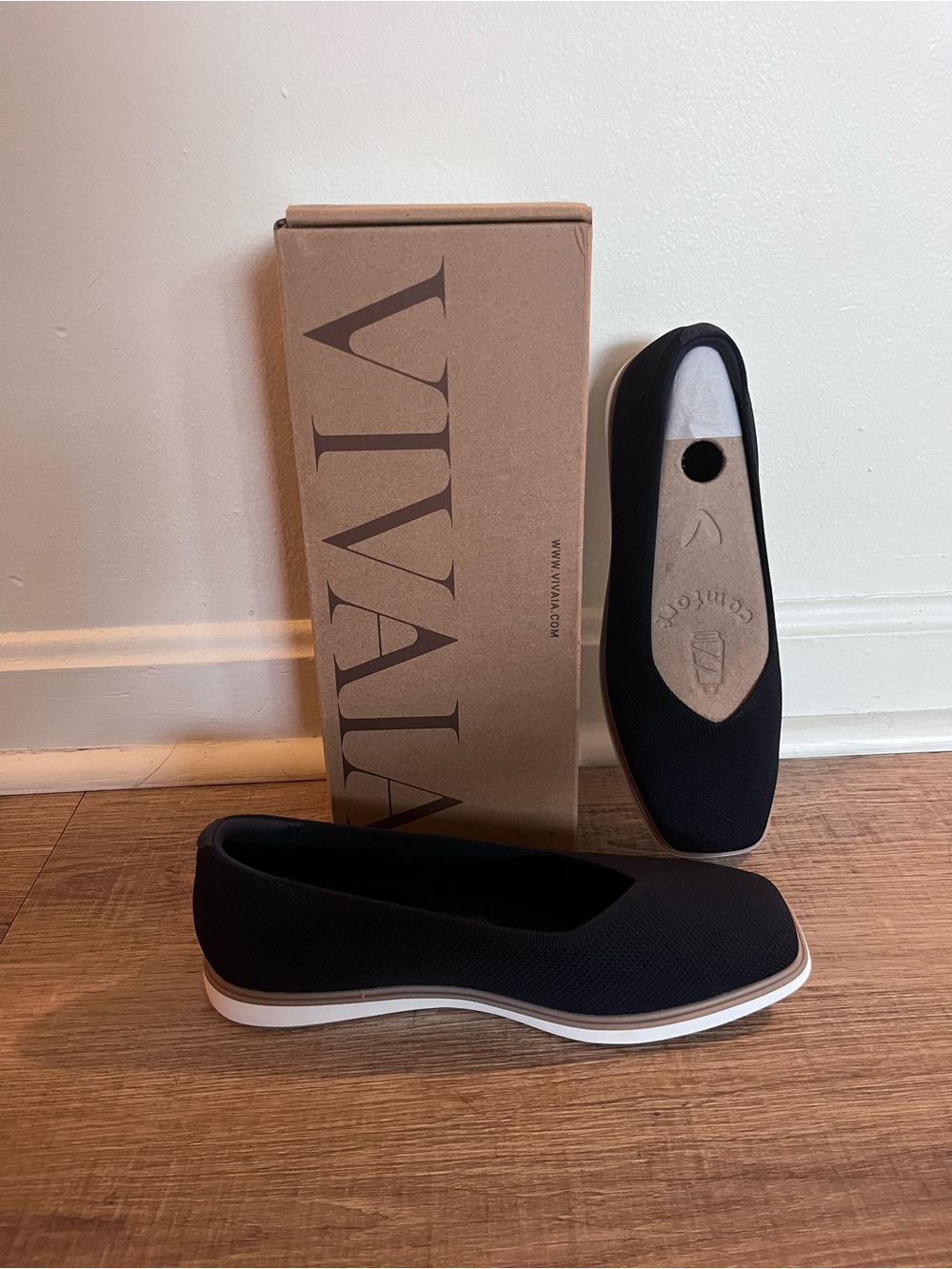 VIVAIA Mabel Navy Blue Square Toe Ballet Flats - NWT